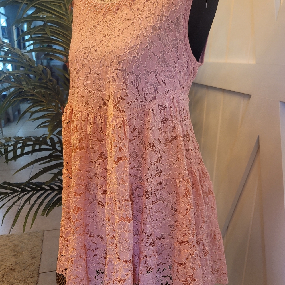 💖 Simply Couture Blush Lace Dress | Size Small - Romantic Blush Lace Dress
